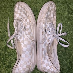 White Checkered Vans